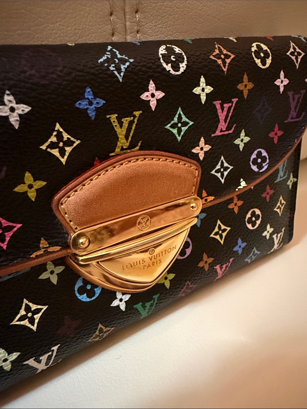 Louis Vuitton Vintage Black Multicolor Eugenie Monogram Wallet w/ Gold Hardware - Picture 9 of 10
